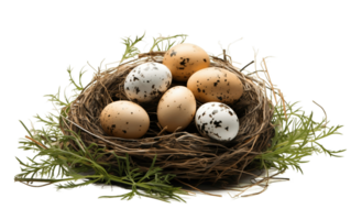 AI generated Bird Nest and Eggs on Transparent Background png