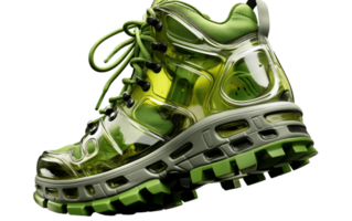 ai generado verde técnico Zapatos en transparente antecedentes png