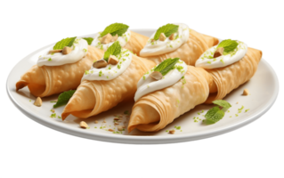 AI generated High Quality Atayef Isolated on Transparent Background Generative AI png