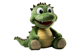 ai gerado crocodilo pelúcia brinquedo em transparente fundo png