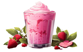 AI generated Strawberry Smoothie Isolated on Transparent Background Generative AI png