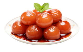 AI generated Clear Syrupy Gulab Jamun Isolated on Transparent Background Generative AI png