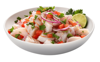 ai generado ceviche plato en transparente antecedentes png