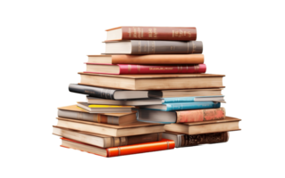 AI generated Reading Material Stack Isolated on Transparent Background png