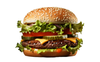 AI generated Hamburger on Transparent Background, PNG format