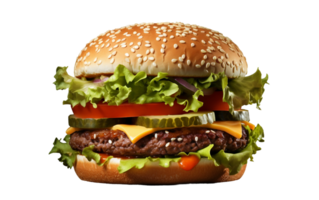 AI generated Hamburger on Transparent Background, PNG format