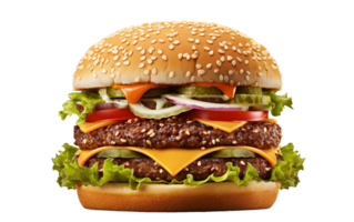 ai generado hamburguesa en transparente fondo, png formato