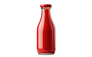 ai generato rosso salsa bottiglia su trasparente sfondo png