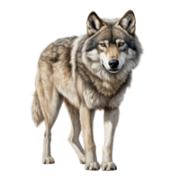 ai generado realista terrible lobo ilustración, en transparente antecedentes. png