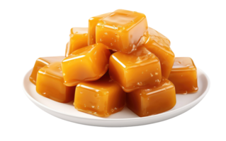 ai généré délicieux caramel des sucreries sur transparent Contexte png