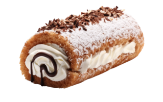 AI generated Swiss Chocolate Cream Roll on Transparent background png