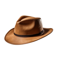 ai généré réaliste marron chapeau 3d, sur transparent Contexte. png