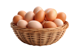 AI generated Basket with Fresh Eggs on Transparent background png