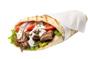 AI generated Mouthwatering Lamb Gyro on Transparent Background png