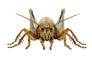 ai généré détaillé vue de une criquet insecte sur transparent Contexte png