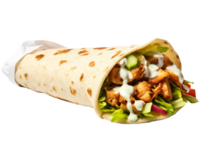 ai generado sabroso pollo shawarma plato en transparente antecedentes png