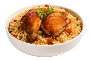 ai gerado delicioso frango e arroz em transparente fundo png