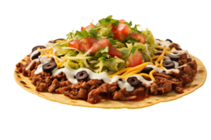 ai généré délicieux du boeuf et haricot tostada sur transparent Contexte png