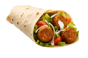 ai gerado delicioso falafel embrulho combinação em transparente fundo png