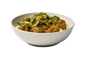 ai generado delicioso Cordero korma en transparente antecedentes png