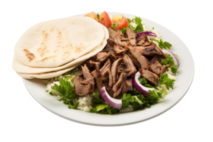 AI generated Delicious Lamb Shawarma Plate on Transparent Background png