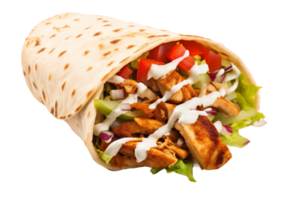 ai generado sabroso pollo shawarma deleite en transparente antecedentes png