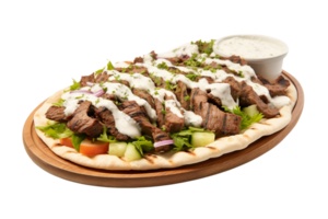 AI generated Savory Beef Gyro Platter on Transparent Background png