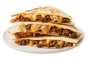 AI generated Delicious Beef and Cheese Quesadilla on Transparent Background png