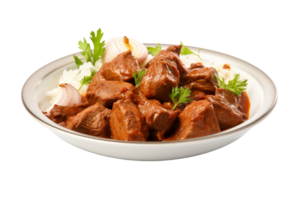 AI generated Delicious Lamb Curry Dish on Transparent Background png