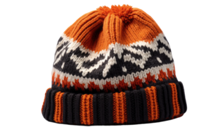 ai generato restare elegante con un' comodo a maglia Beanie cappello su trasparente sfondo png