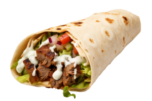 AI generated Savory Beef Shawarma on Transparent Background png