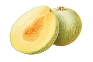 ai generado rebanado gotas de miel melón en transparente antecedentes png