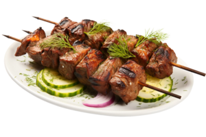 ai généré grésillant agneau kebab sur transparent Contexte png