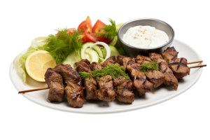 ai généré culinaire chef-d'oeuvre agneau kebab sur transparent Contexte png