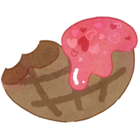 Valentijn schattig koekje met aardbei saus voor Valentijnsdag dag png
