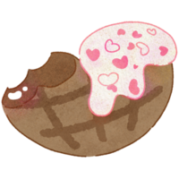 Valentine Cute Cookie With Melted White Chocolate For Valentine's Day png