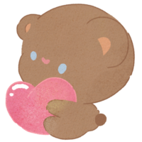 Valentine Cute Teddy Bear Holding A Heart For Valentine's Day png