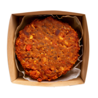 AI generated A box of plant based meat alternative burger patty top view isolated on a transparent background png