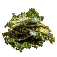 AI generated A stack of kale chips seasoned with sea salt top view isolated on a transparent background png