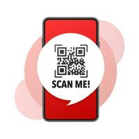 Scan me icon with QR code. Inscription scan me. QR code label. vector