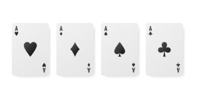 Playing cards in the casino on a green background. Vector illustration.