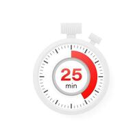 The 25 minutes timer. Stopwatch icon in flat style. vector