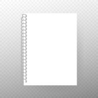 blanco realista espiral bloc cuaderno aislado en blanco vector. vector