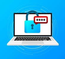 Cyber security concept. Padlock, lock. Privacy concept. Flat button. Digital background vector