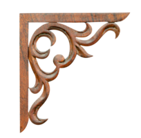 element wood carving with style Thai pattern art isolated png