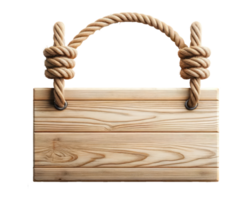 AI generated Wooden Signboard with Rope Hanger Isolated png