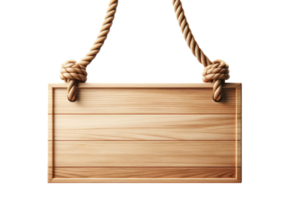 AI generated Wooden Signboard with Rope Hanger Isolated png