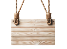 AI generated Wooden Signboard with Rope Hanger Isolated png