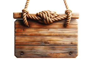 AI generated Wooden Signboard with Rope Hanger Isolated png