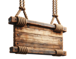 AI generated Wooden Signboard with Rope Hanger Isolated png